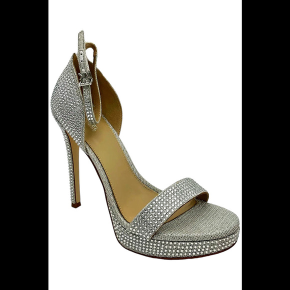 Michael Kors Women's Jordyn Ankle-Strap Platform Sandals Silver - Medium - Picture 1 of 3